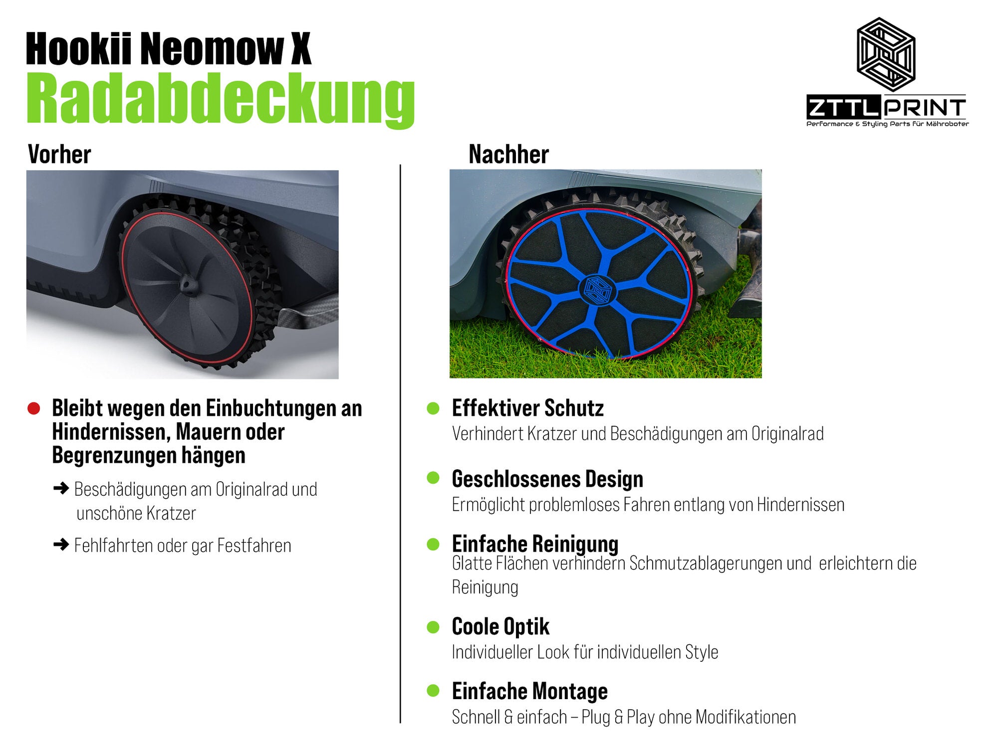 Hookii Neomow X Mähroboter Performance Komplettpaket PRO Radabdeckungen