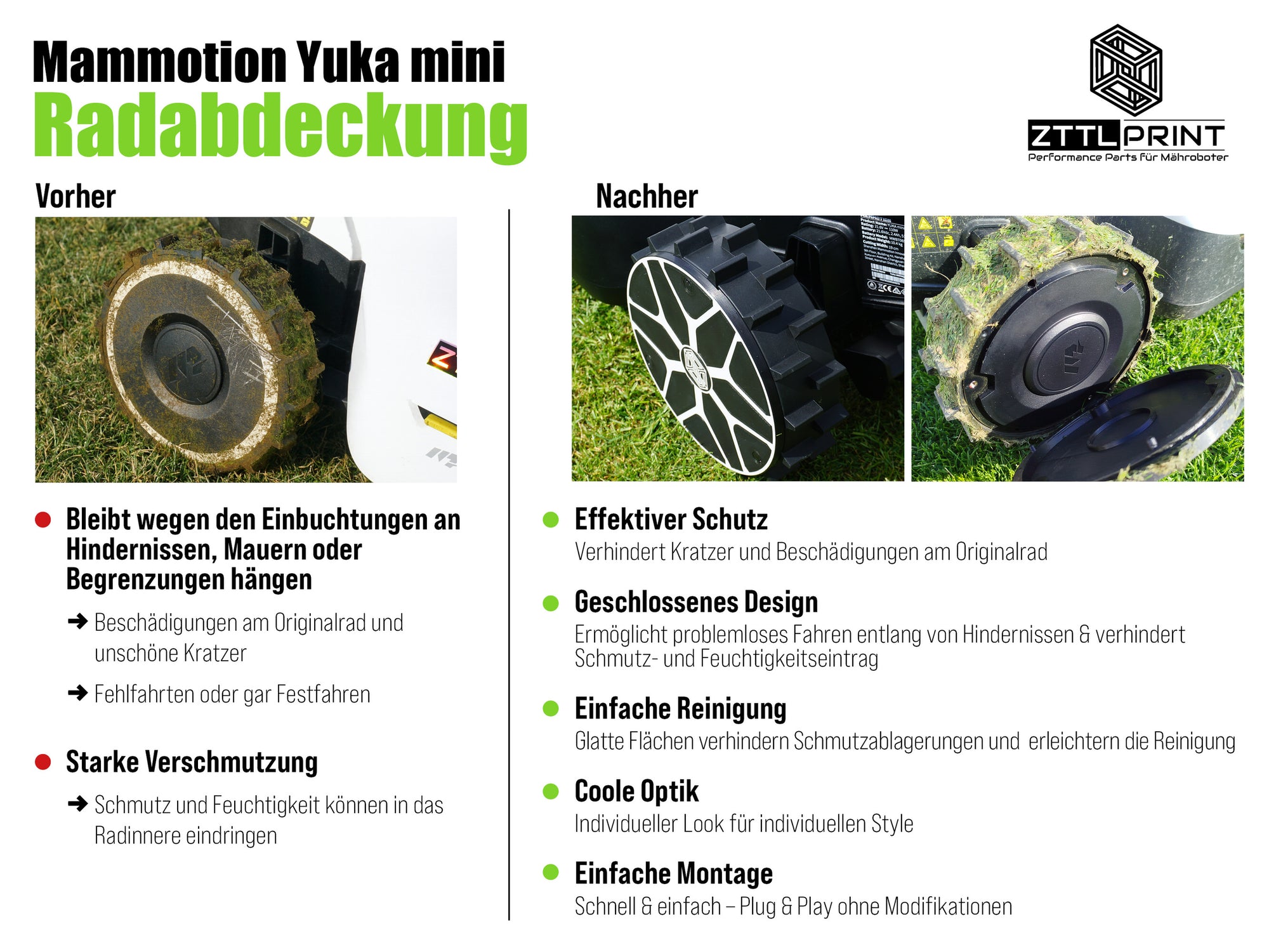 Mammotion Yuka mini robotic lawnmower Performance complete package wheel covers