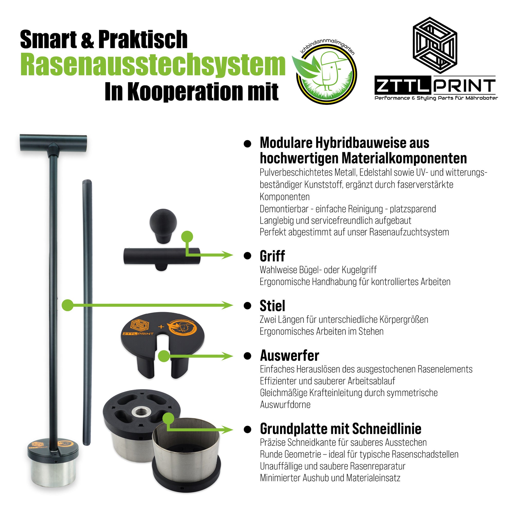 Rasenausstecher – Ausstechsystem für Rasenreparatur