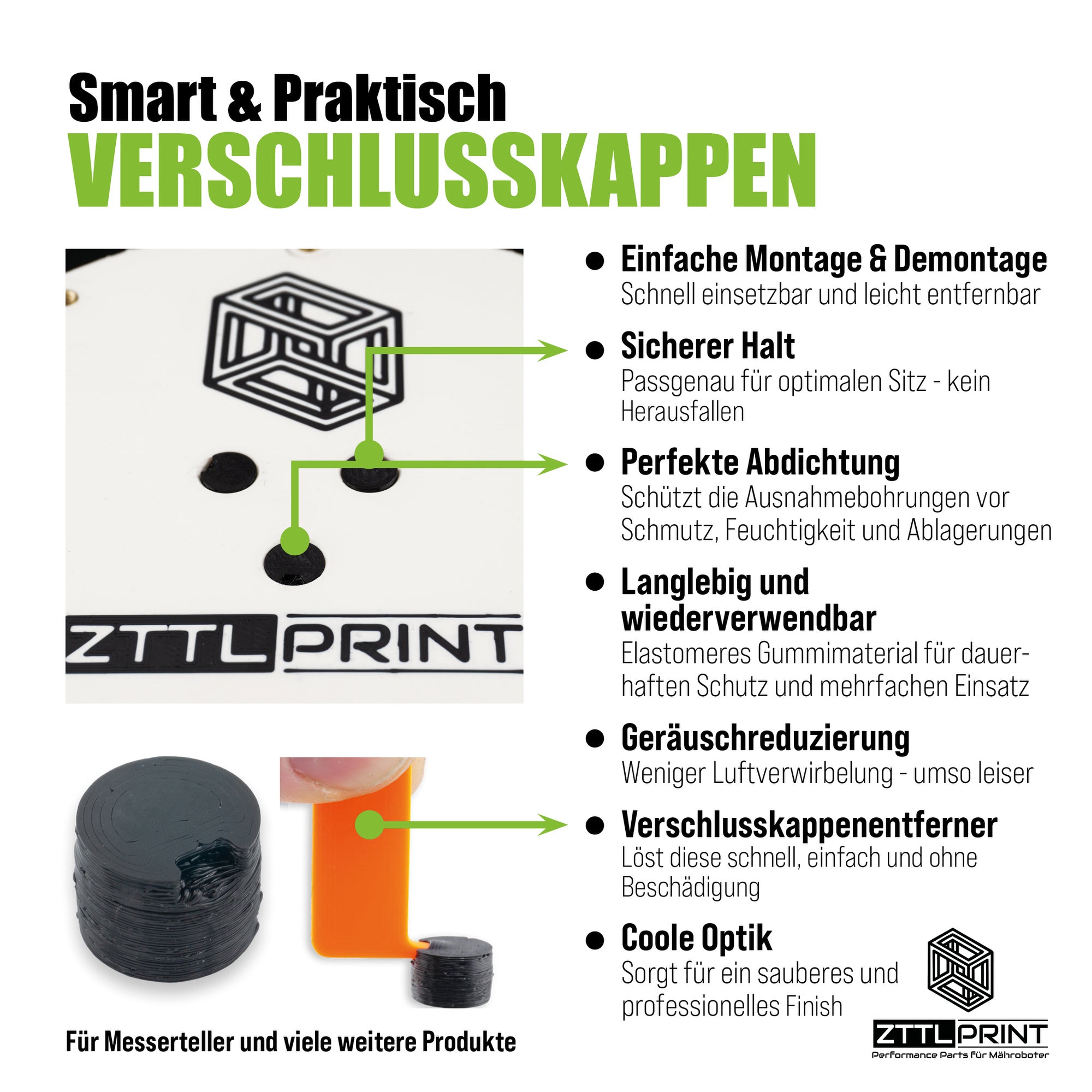 Universal Verschlusskappen Messerteller Mähroboter Performance Smart
